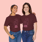 Dog Mom T‑Shirt – Minimal Pink Line Art Dog Tee