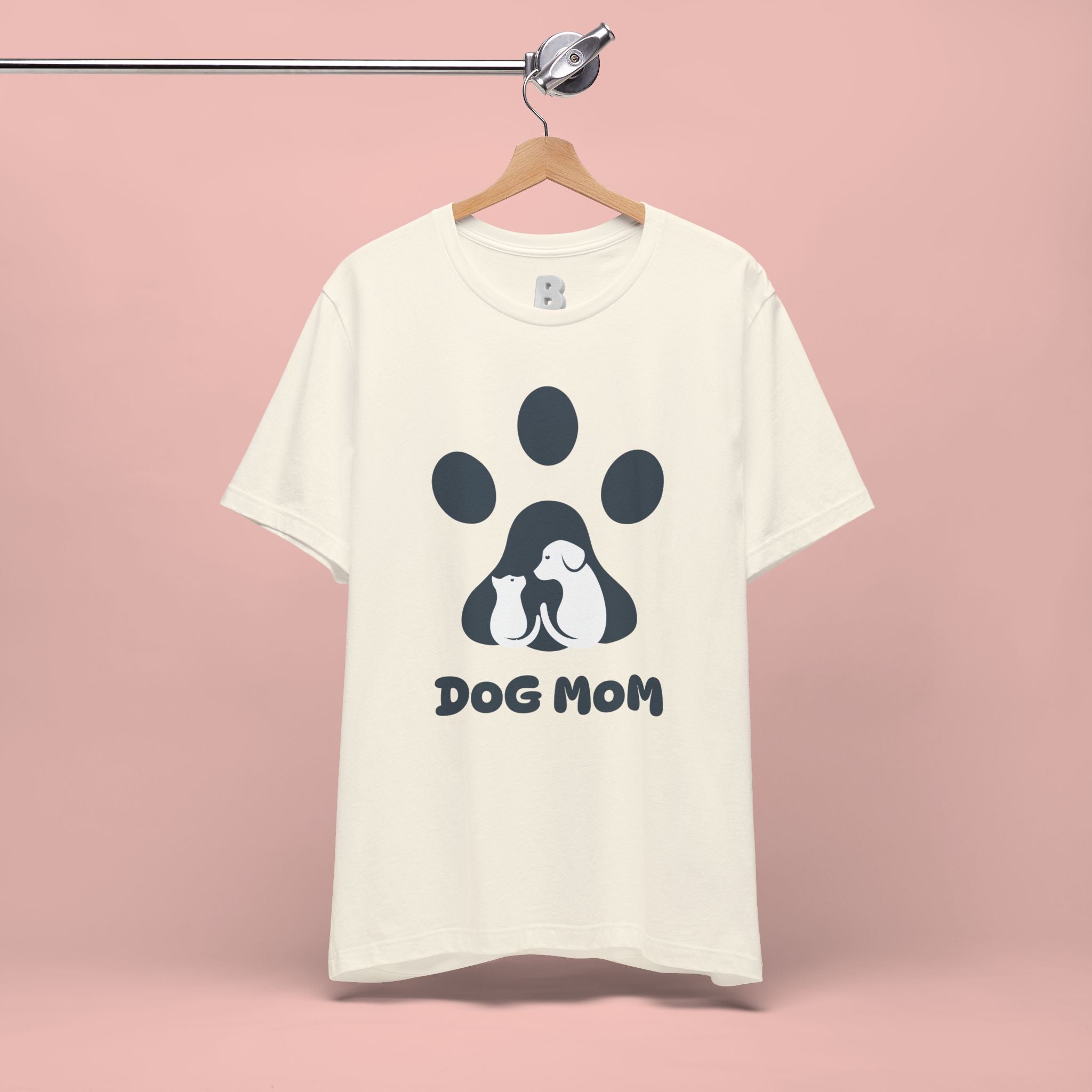 Dog Mom T‑Shirt — Paw Print with Dog & Puppy Graphic