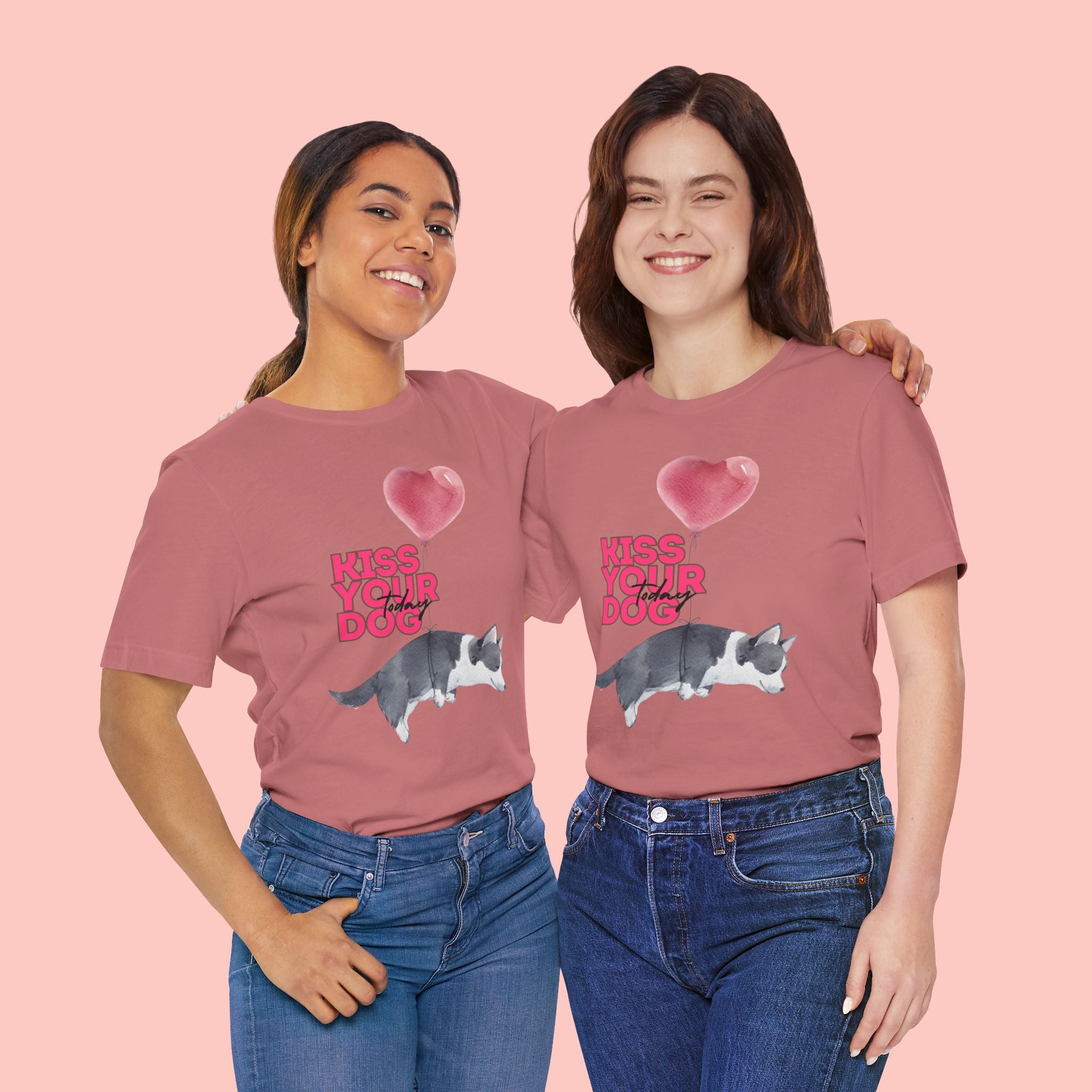 Kiss Your Dog T-Shirt — Cute Corgi with Heart Balloon Pet Lover Tee