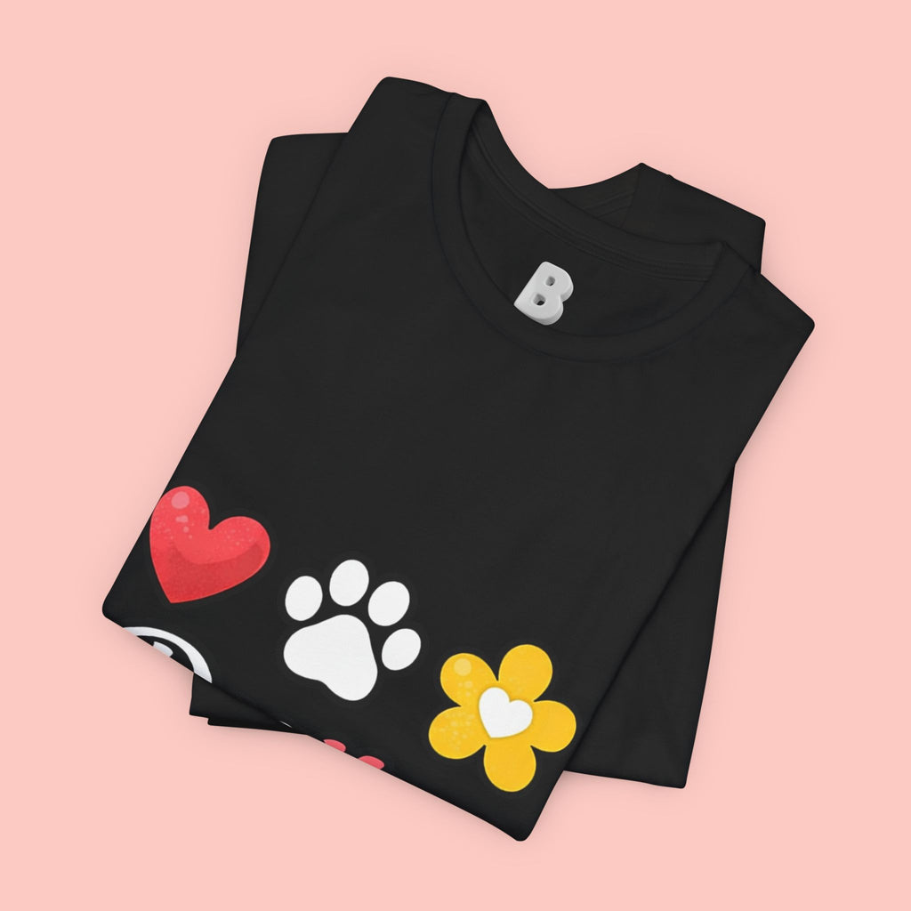 Dog Mom T-Shirt – Heart, Paw & Flower Graphic Tee