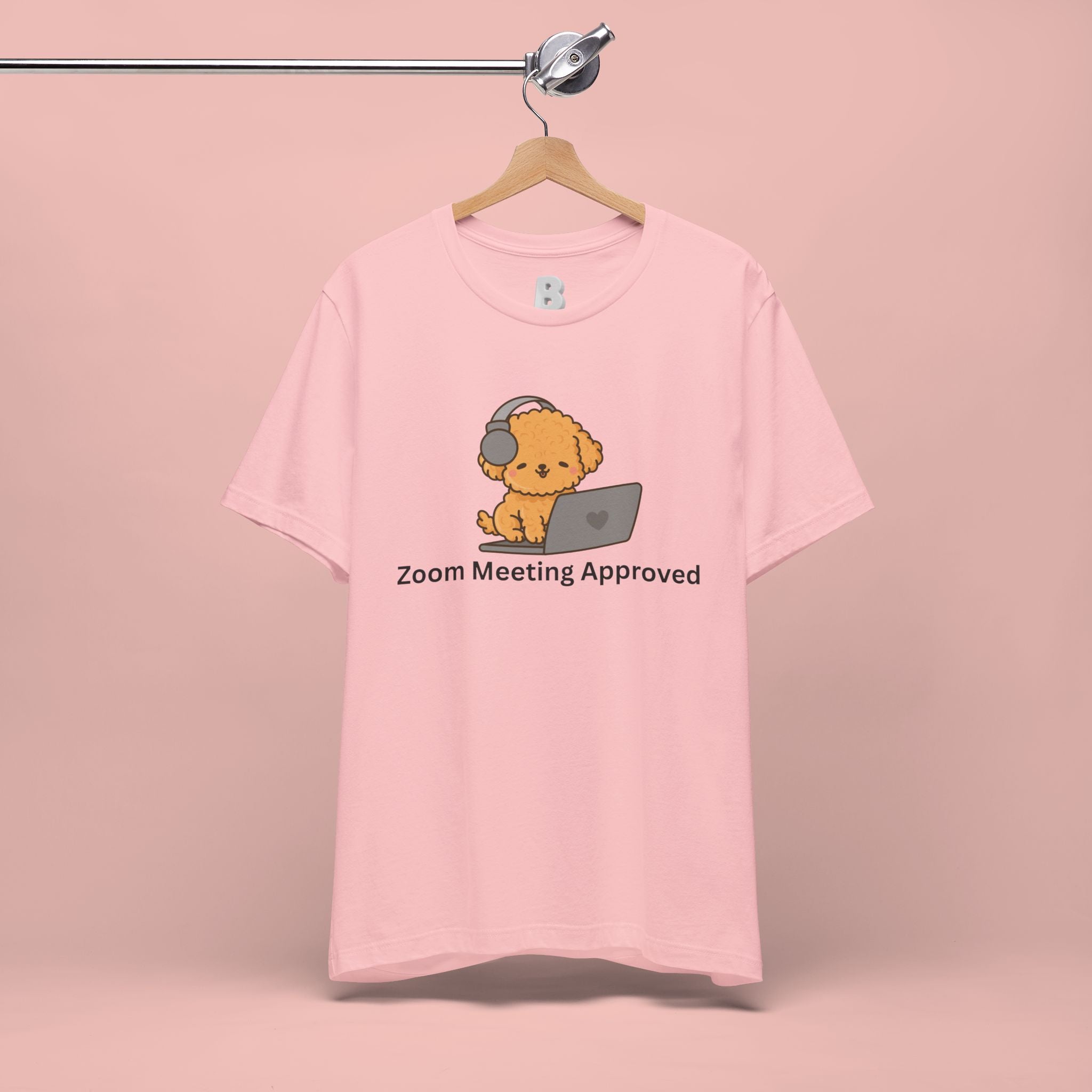 Zoom Meeting Approved Tee — Cute Puppy with Headset Laptop Graphic