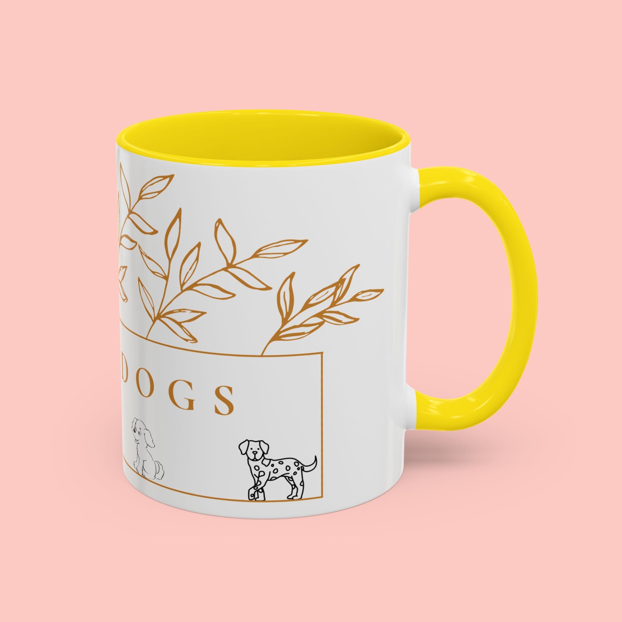 I Love Dogs Accent Coffee Mug — Gold Leaf Dog Lover Ceramic Mug (11oz & 15oz)