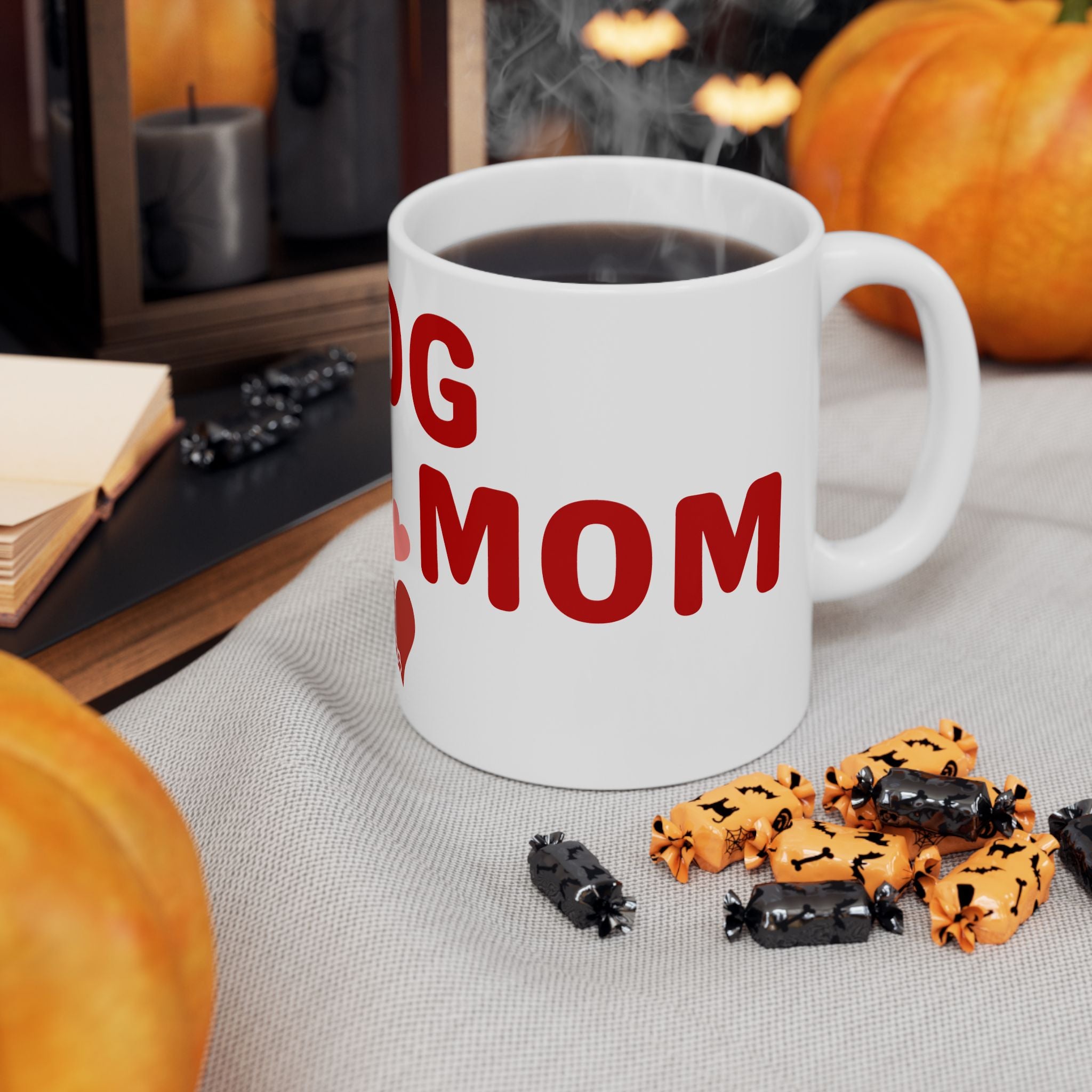 Dog Mom Ceramic Mug – Heart & Paw Print Coffee Cup (11oz/15oz)