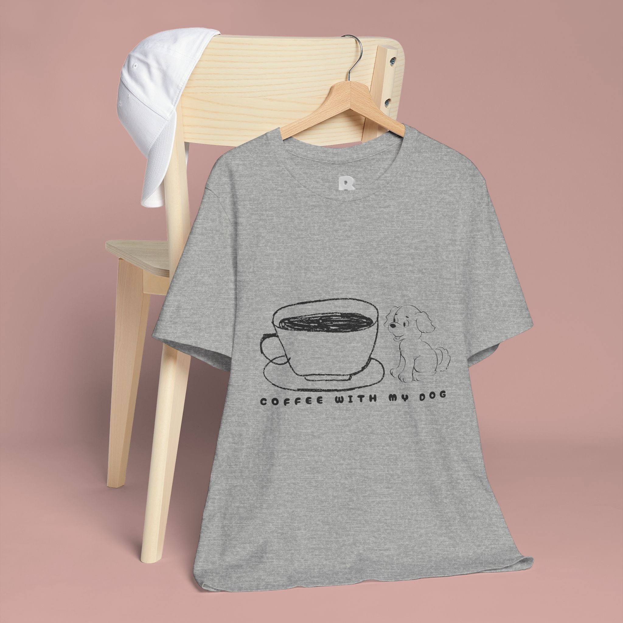 Coffee With My Dog T‑Shirt — Cute Minimalist Dog & Coffee Tee