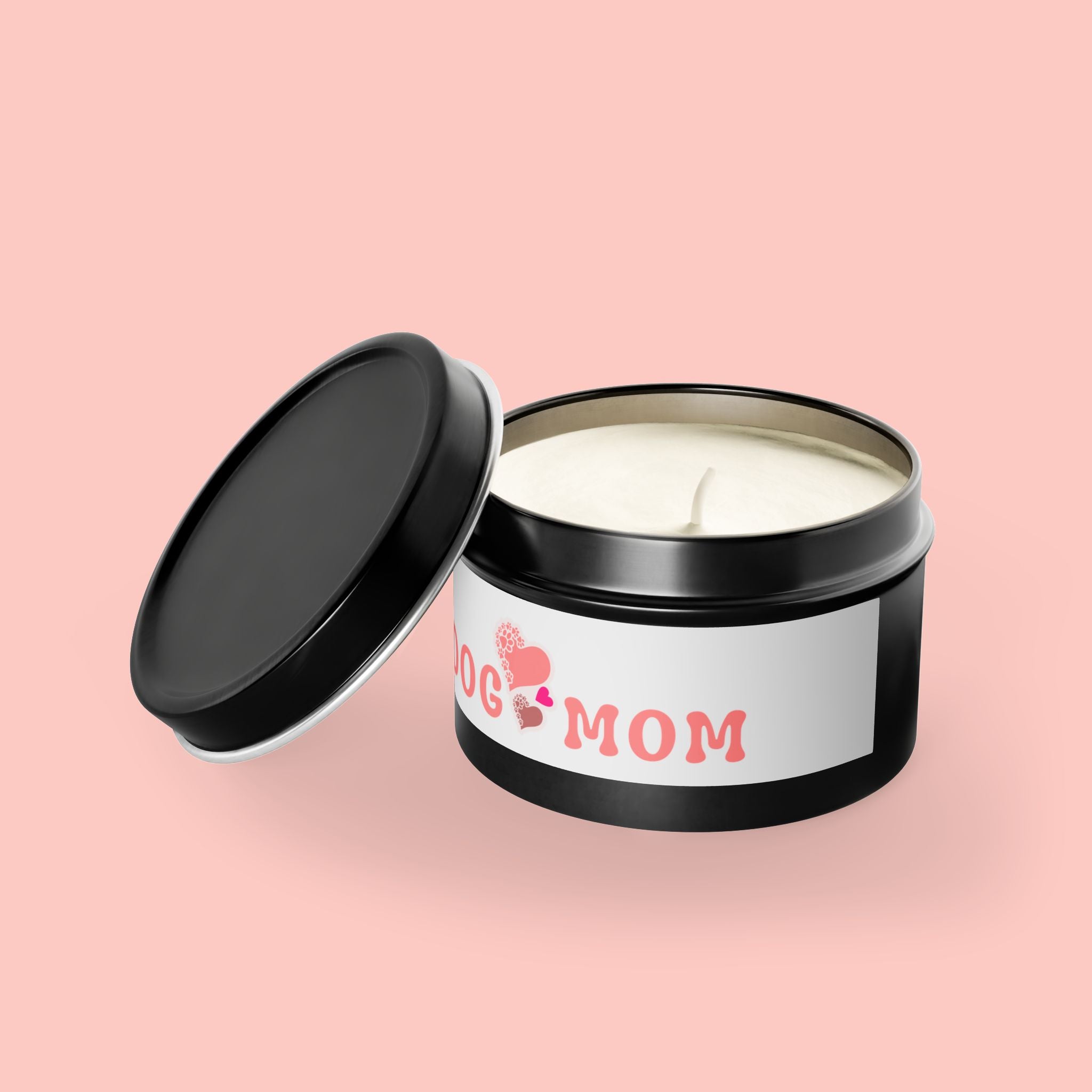 Dog Mom Tin Candle — Heart Paw Scented Travel Candle (Perfect Gift for Dog Lovers)
