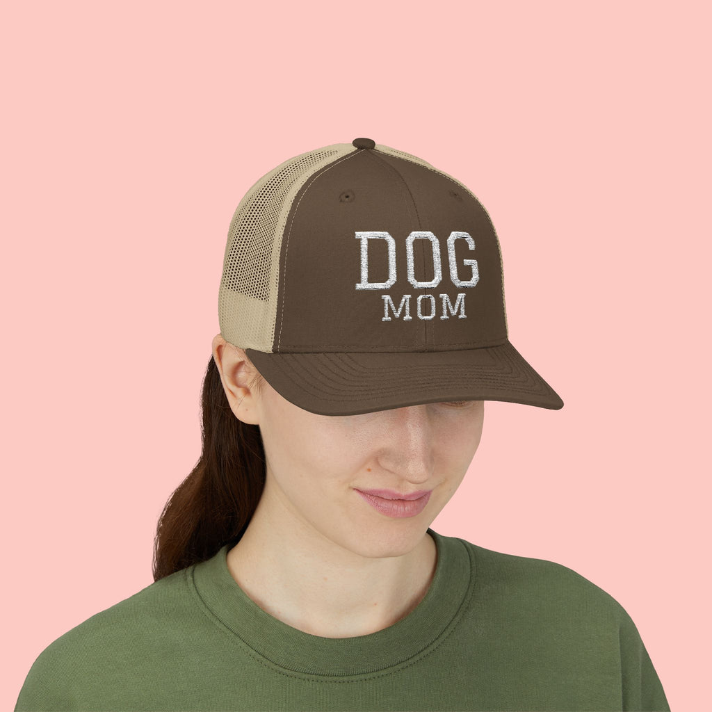 Dog Mom Trucker Cap — Rhinestone Lettering Snapback Hat