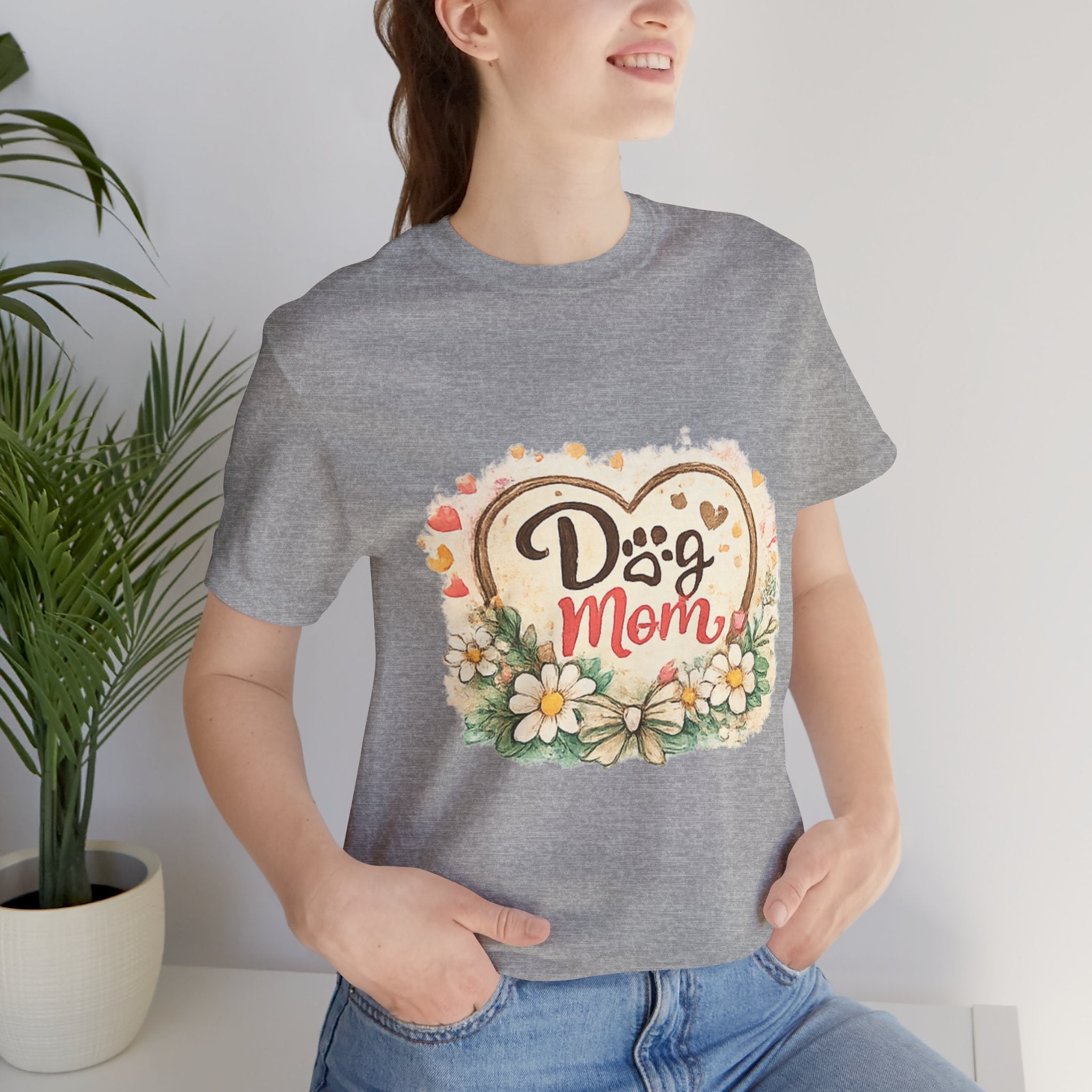 Dog Mom T-Shirt – Floral Heart Paw Design
