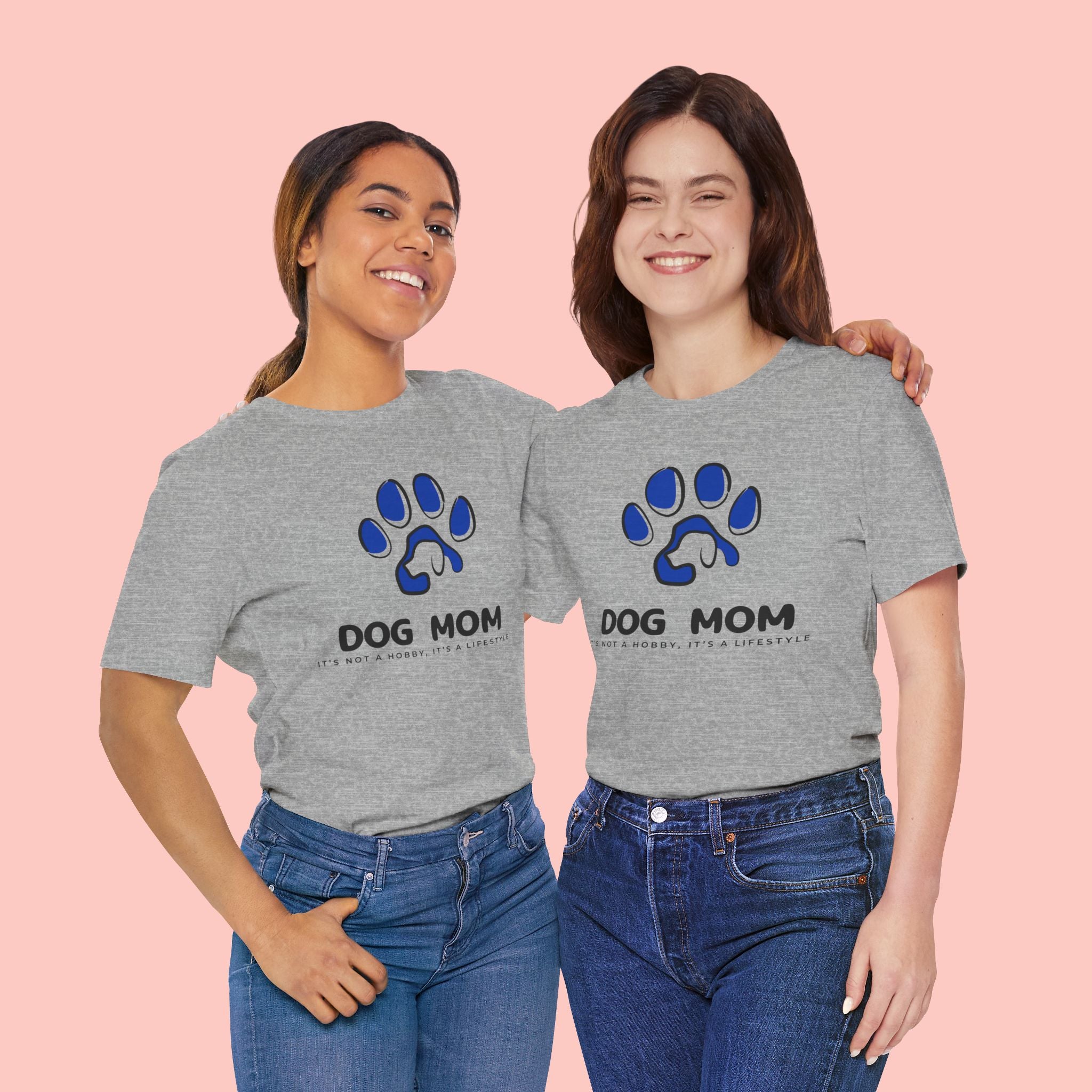 Dog Mom T-Shirt – Blue Paw Graphic "Dog Mom: It's Not a Hobby, It's a Lifestyle"