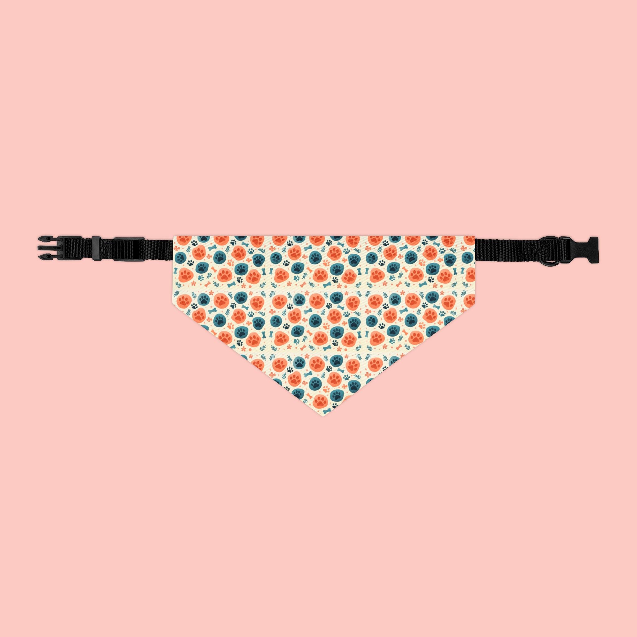 Floral Dot Pet Bandana Collar - Orange & Teal Flower Print