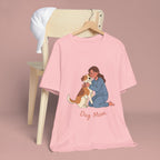 Dog Mom T‑Shirt — Cute Woman Hugging Dog Graphic Tee