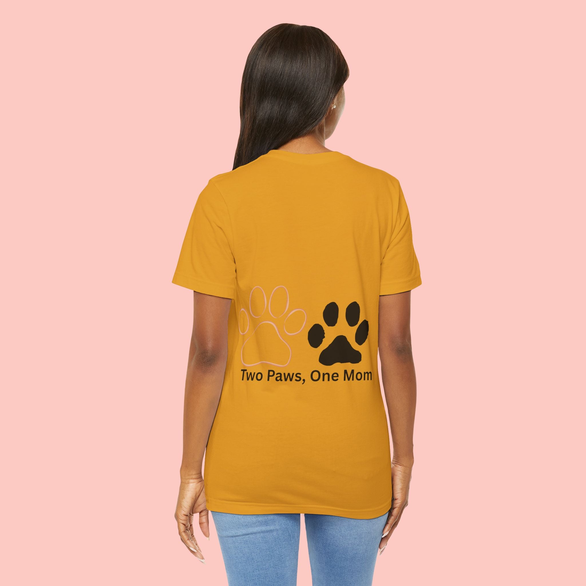 T-Shirt — “Two Paws, One Mom” Paw Print Mom Tee