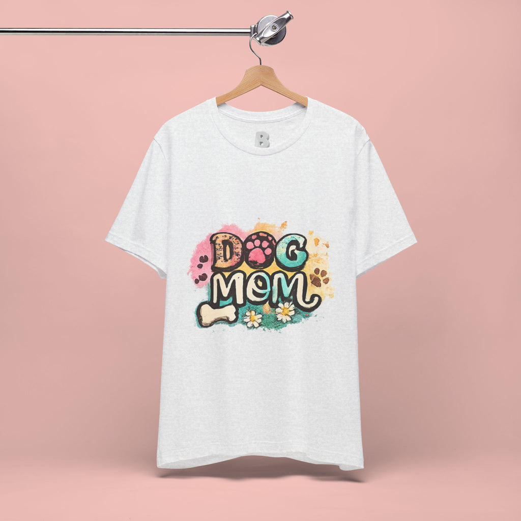 Dog Mom T-Shirt — Colorful Paw Print Graphic Tee for Pet Lovers