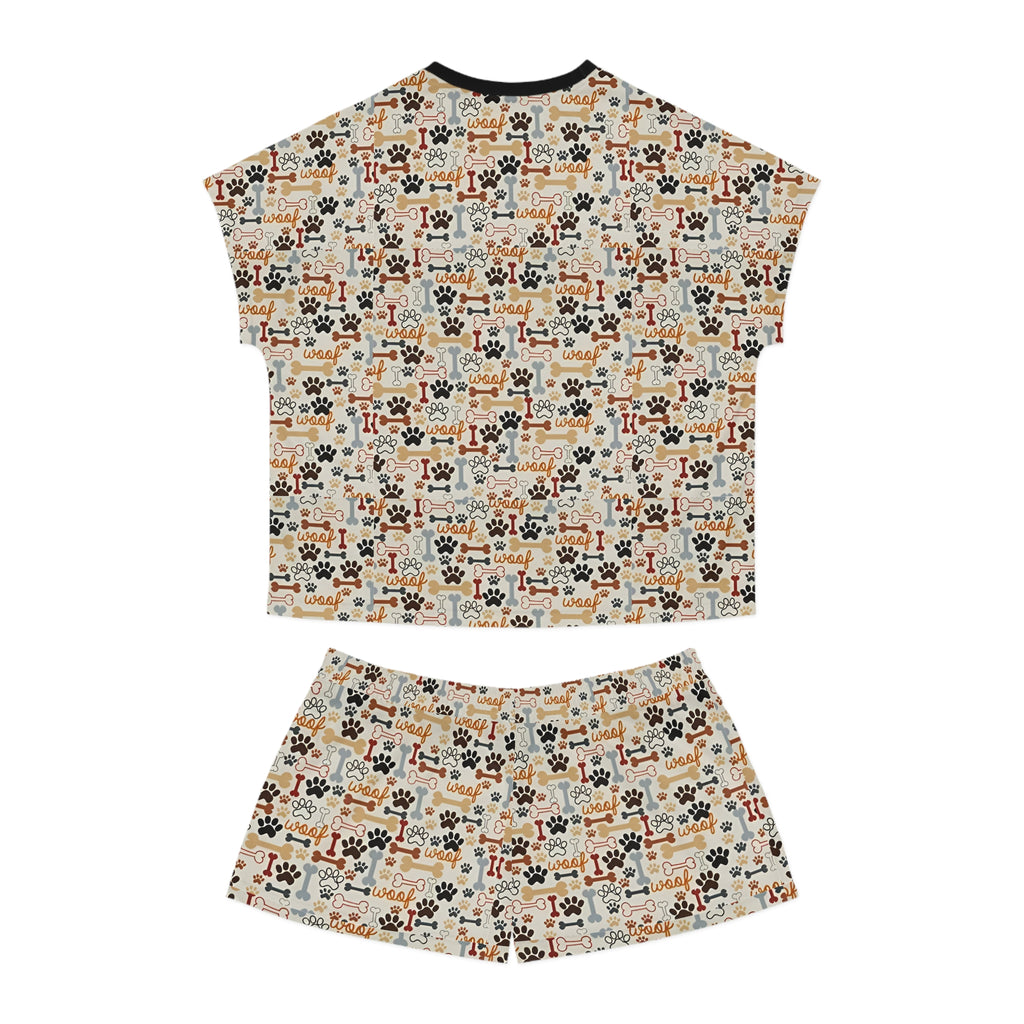 Women's Dog Paw & Bones Pajama Set — 'Woof' Short Sleepwear