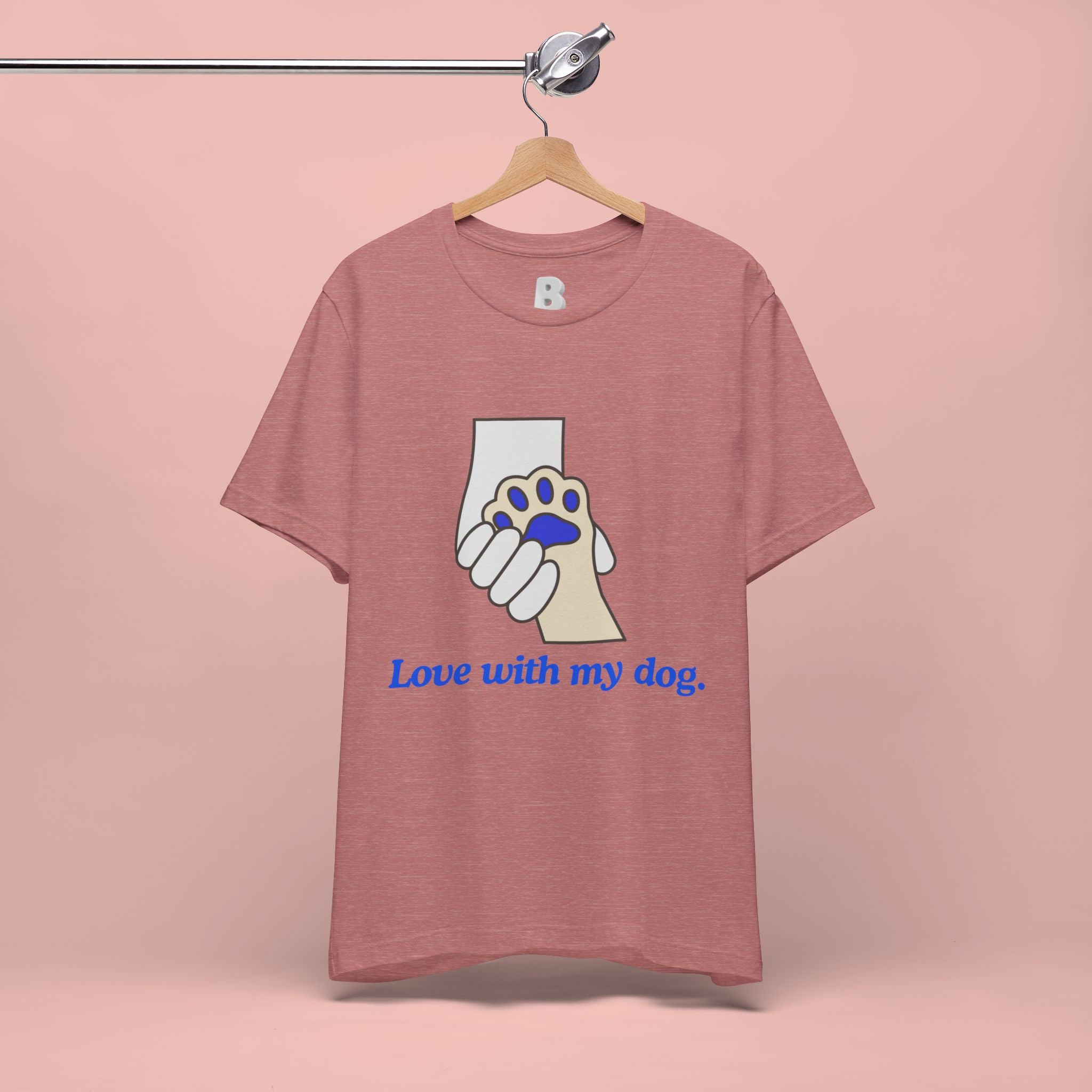 Dog Lover T-Shirt — "Love with my dog." Paw Print Graphic