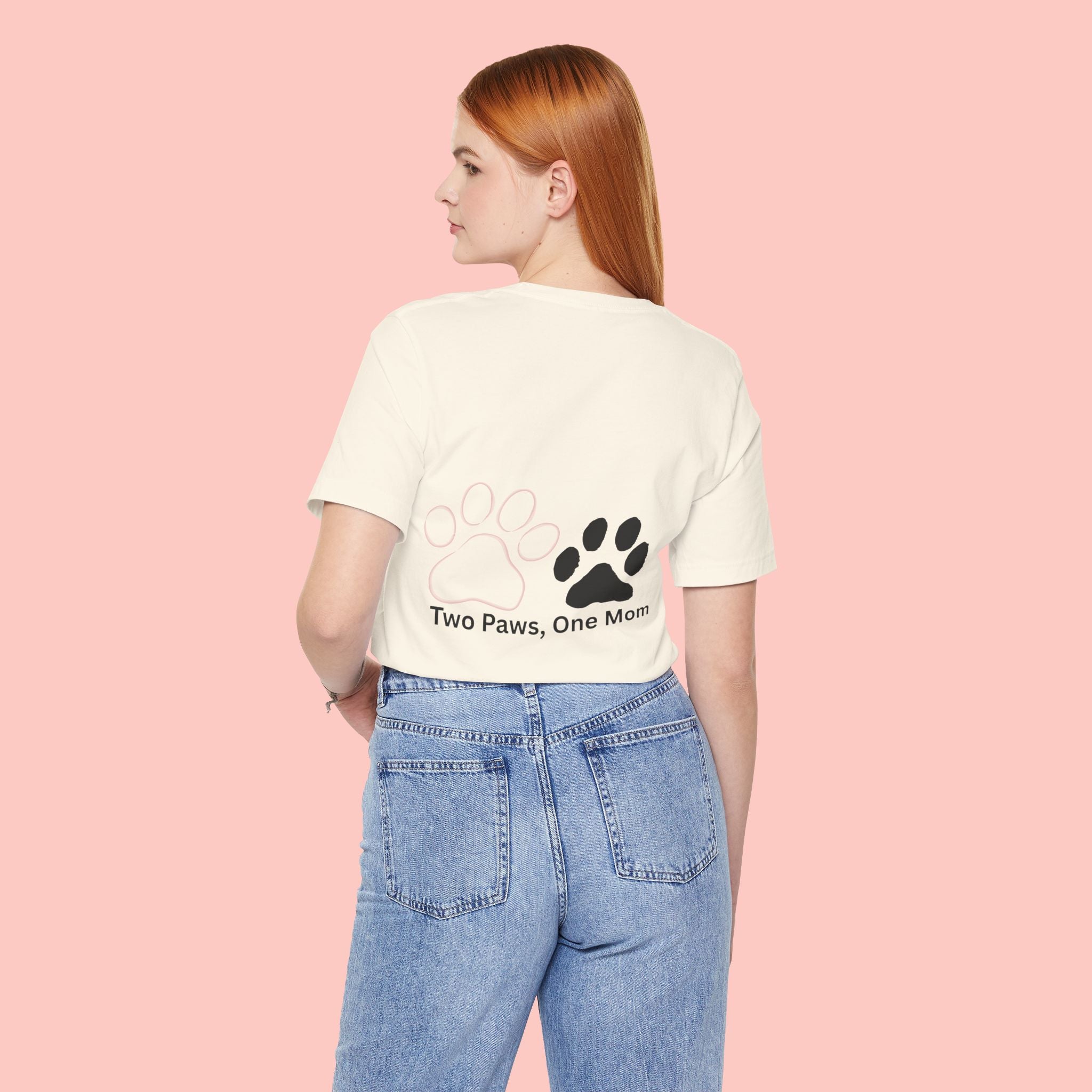 T-Shirt — “Two Paws, One Mom” Paw Print Mom Tee