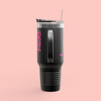 40oz Insulated Travel Mug — 'Groovy Mom' Pink Retro Design