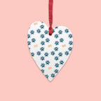 Bell Wooden Ornament with Paw Print & Bandage Pattern — Pet Memorial Holiday Decoration