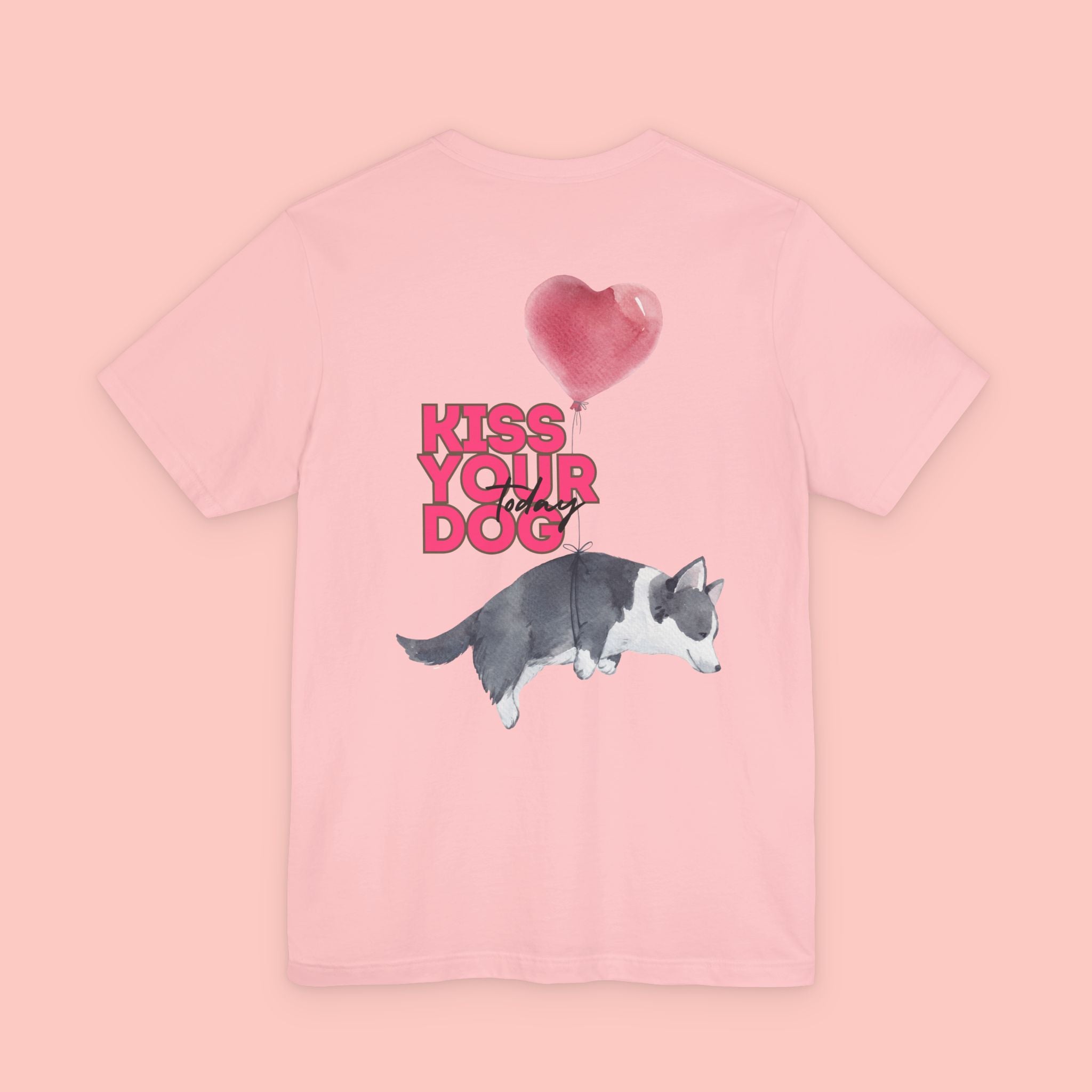 Kiss Your Dog Tee — Corgi Heart Balloon Graphic T-Shirt