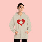 Heart Paw Hoodie — Cute Red Paw Print Animal Lover Sweatshirt