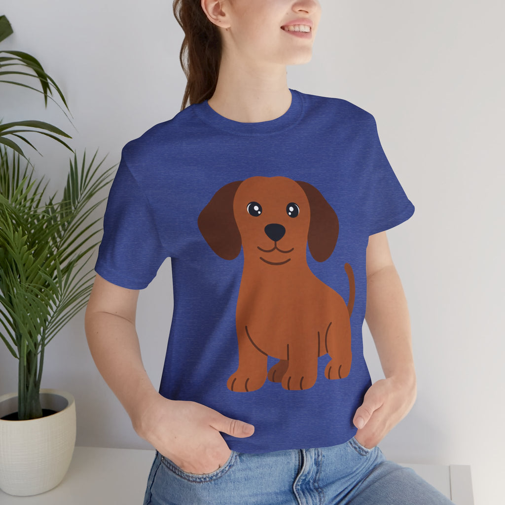 Dachshund Puppy Graphic T-Shirt — Cute Brown Dog Tee