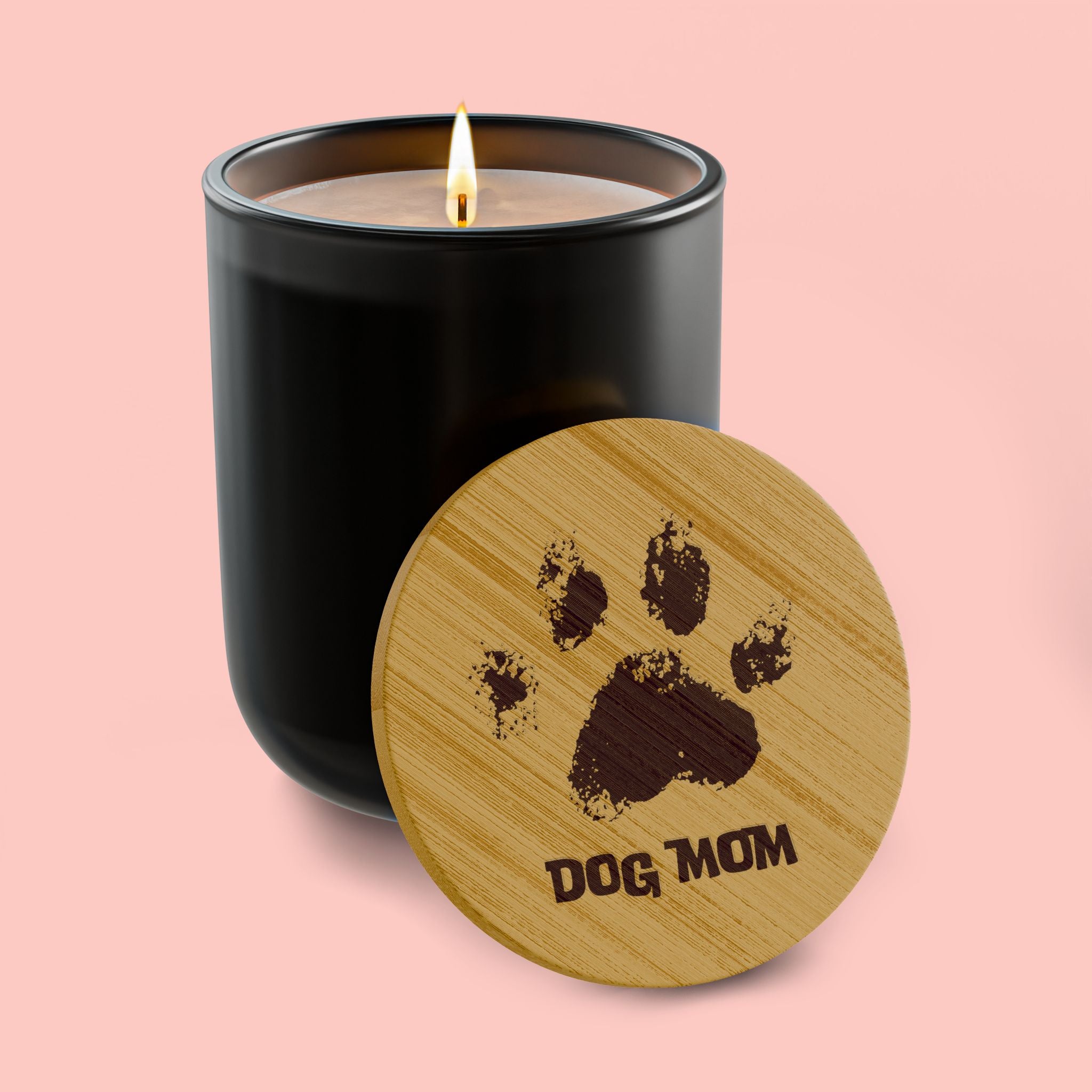 Dog Mom Scented Soy Candle — 14oz Engraved Wooden Lid