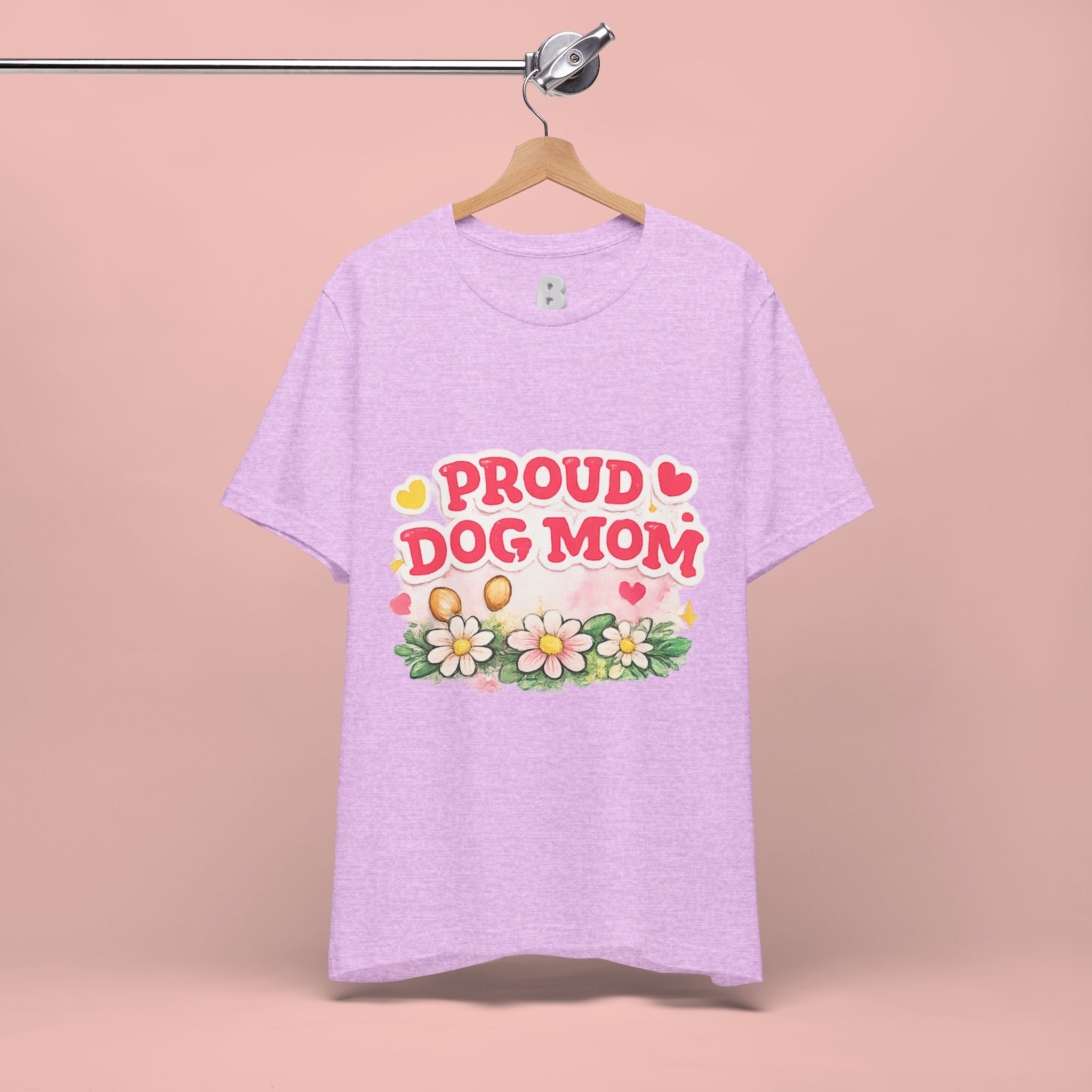 Proud Dog Mom Tee – Floral Retro Heart Design