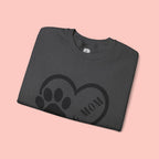 Dog Mom Heart Paw Sweatshirt — Women's Crewneck for Pet Lovers