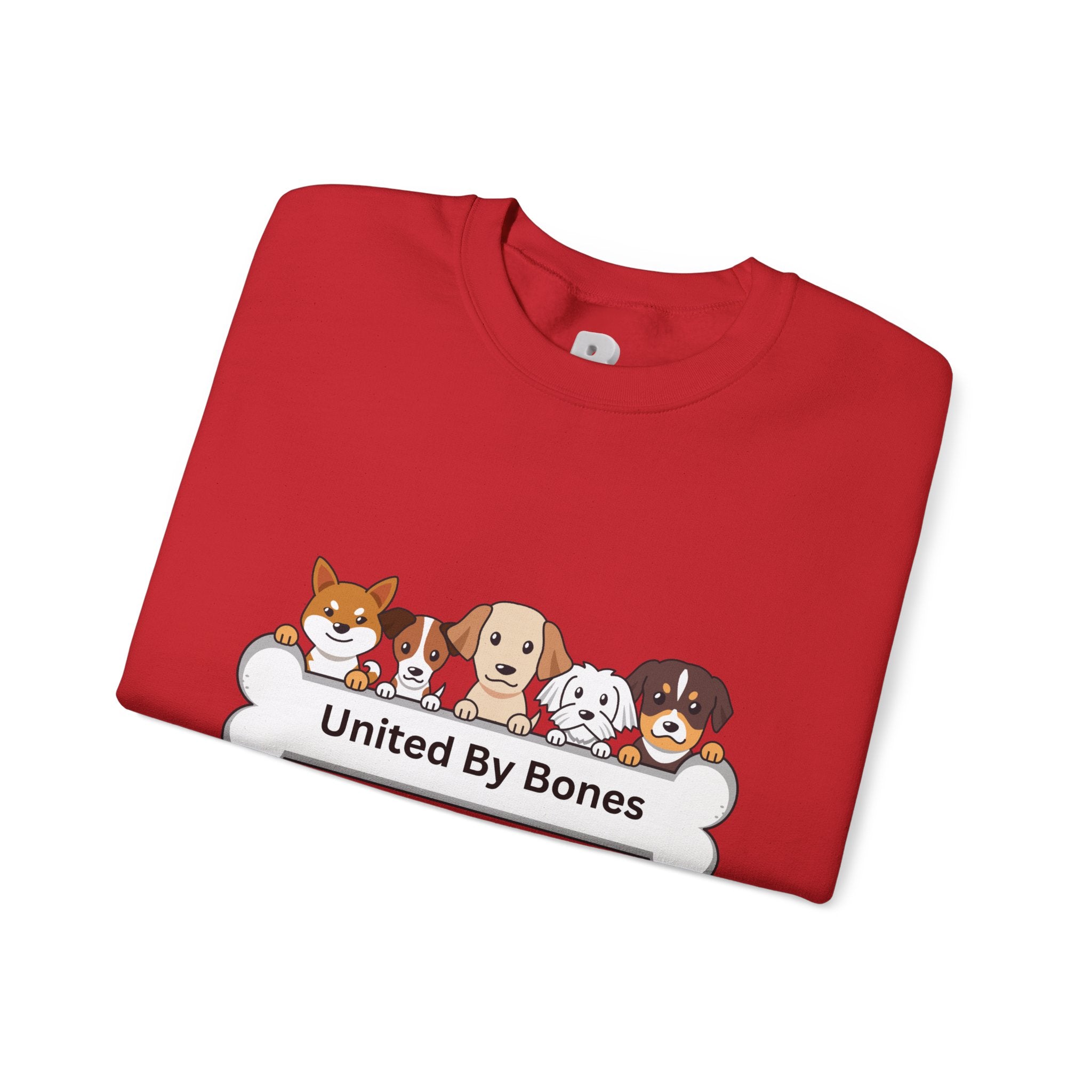 Dog Crewneck Sweatshirt — "United By Bones" Cute Puppy Graphic