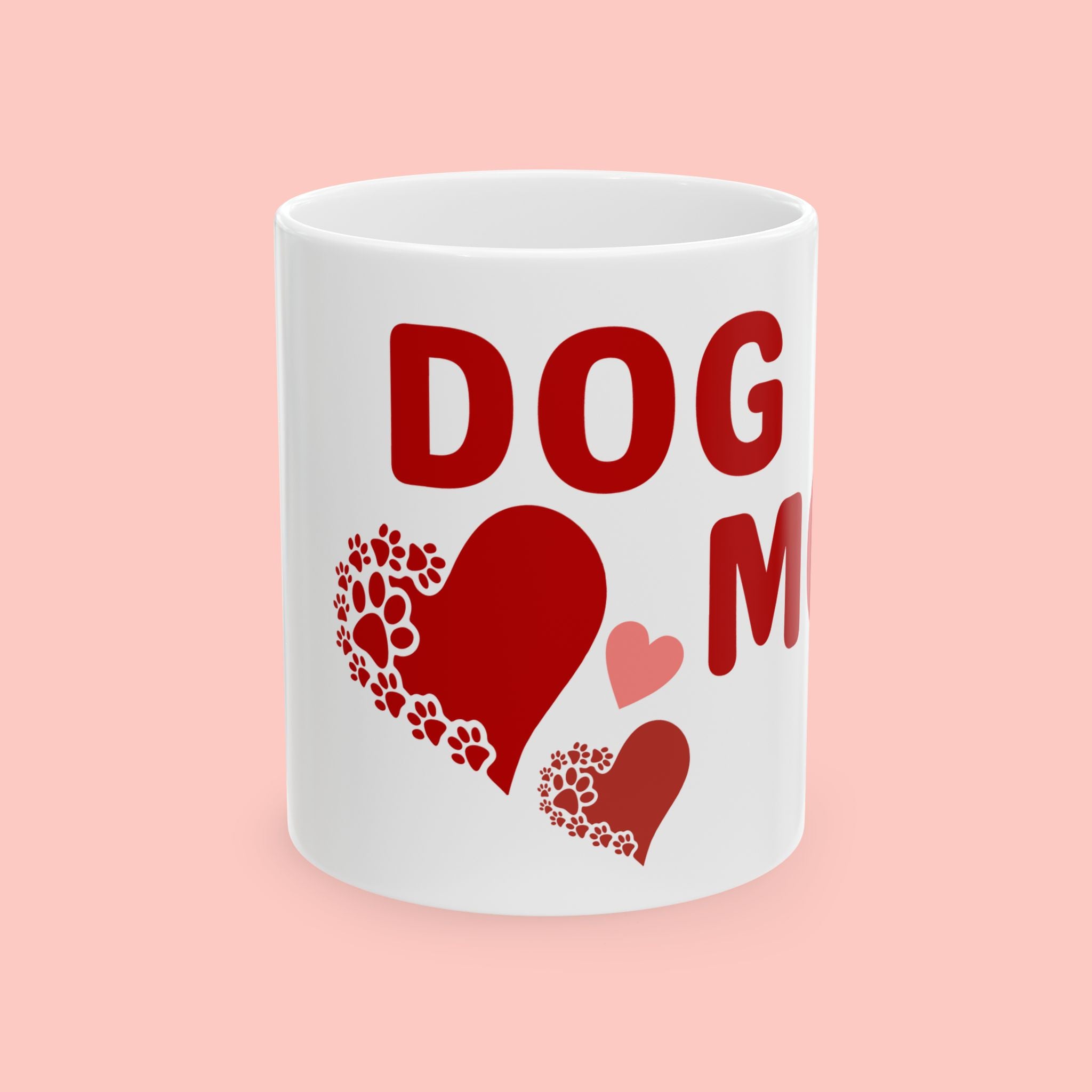 Dog Mom Ceramic Mug – Heart & Paw Print Coffee Cup (11oz/15oz)