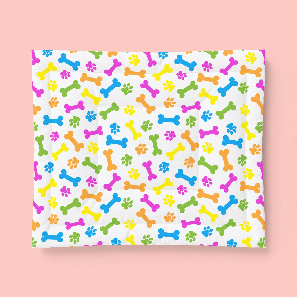 Colorful Dog Bone & Paw Print Cotton Comforter — Pet Lover Bedspread
