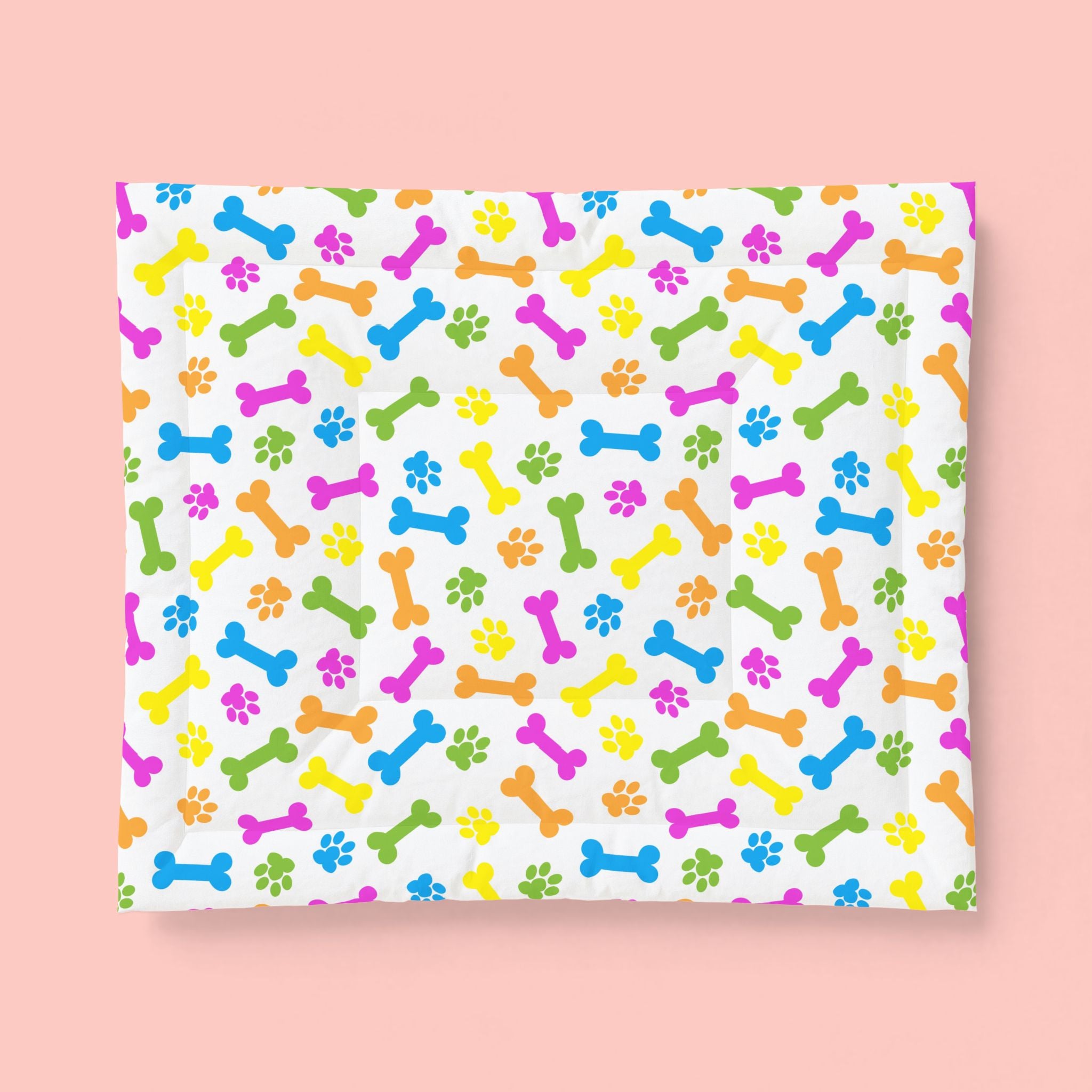 Colorful Dog Bone & Paw Print Cotton Comforter — Pet Lover Bedspread