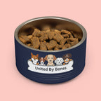 United By Bones 18oz Pet Bowl — Cute Cartoon Dogs Stainless Steel Bowl for Dogs & Cats