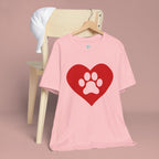 Pet Lover T-Shirt — Red Heart Paw Print Tee