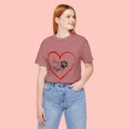 Dog Mom Heart Paw T‑Shirt