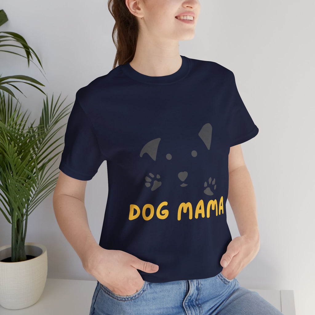 Dog Mama Graphic Tee — Cute Paw Print Dog Face T-Shirt for Dog Lovers