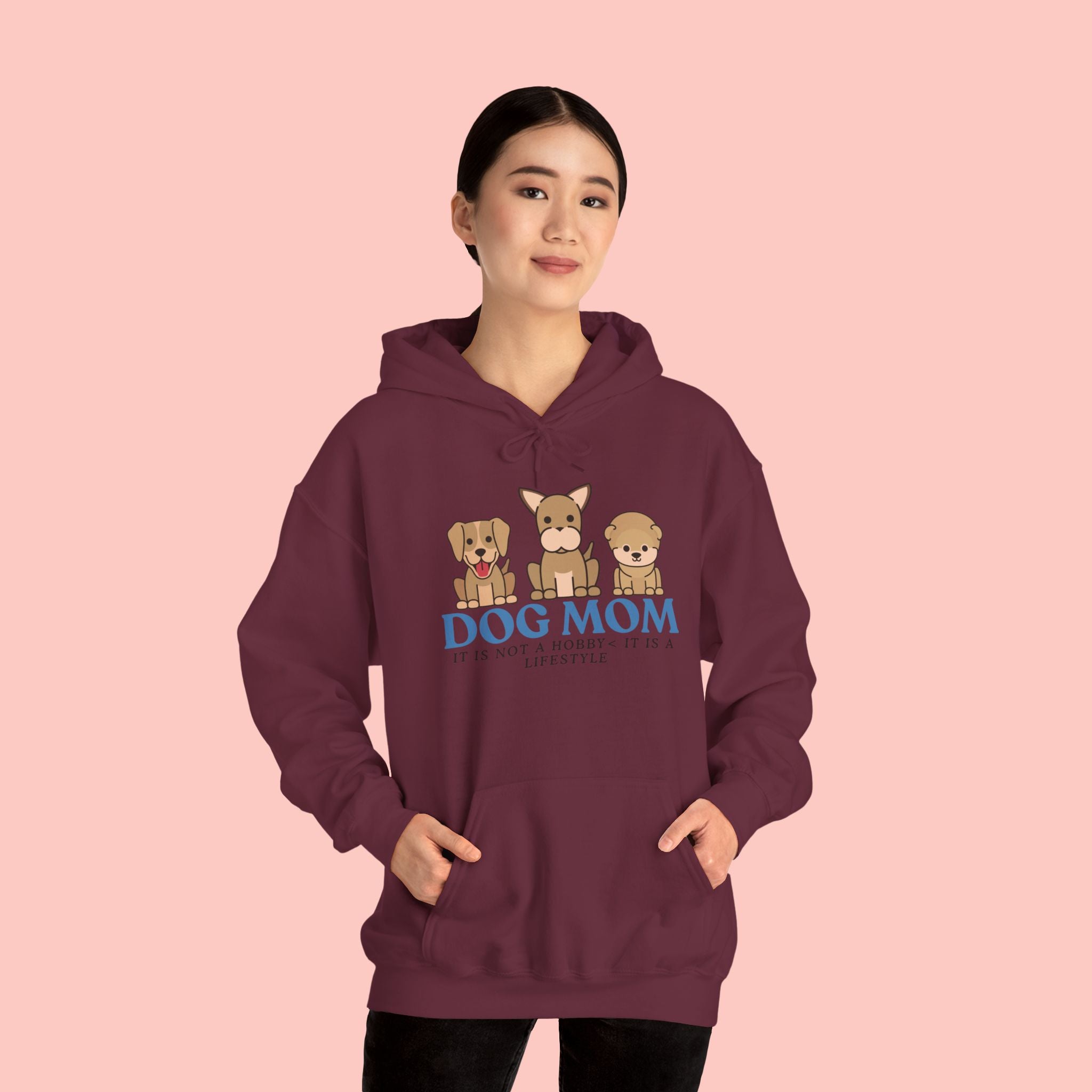 Dog Mom Hoodie — Cute Puppy Trio 'Dog Mom' Graphic Sweatshirt