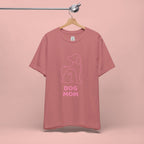 Dog Mom T‑Shirt – Minimal Pink Line Art Dog Tee