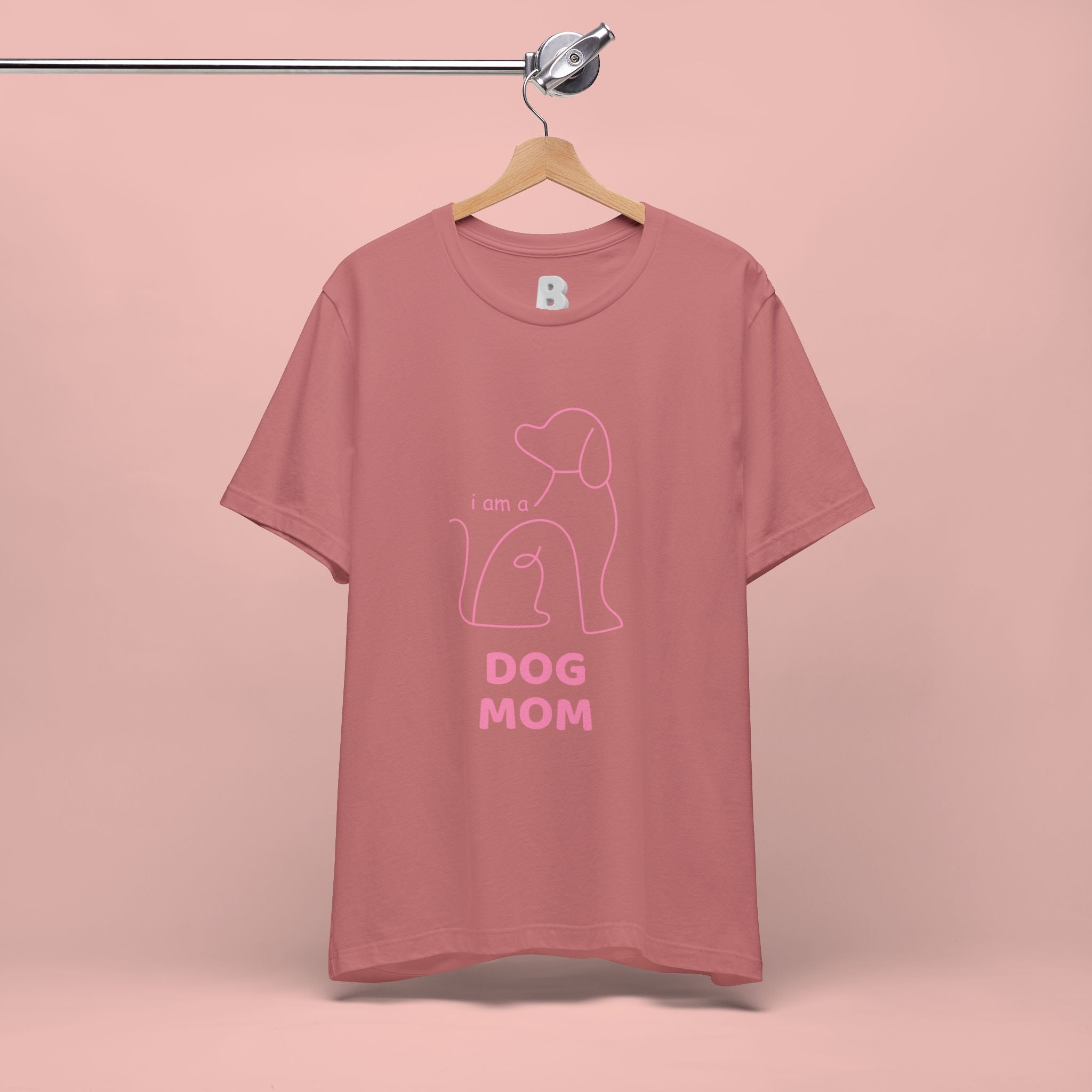 Dog Mom T‑Shirt – Minimal Pink Line Art Dog Tee
