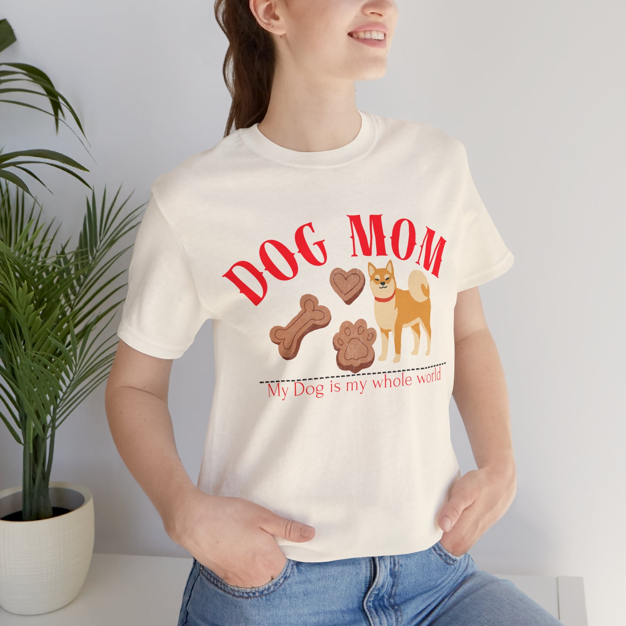 Dog Mom T-Shirt — Cute Shiba & Treats “My Dog Is My Whole World” Tee