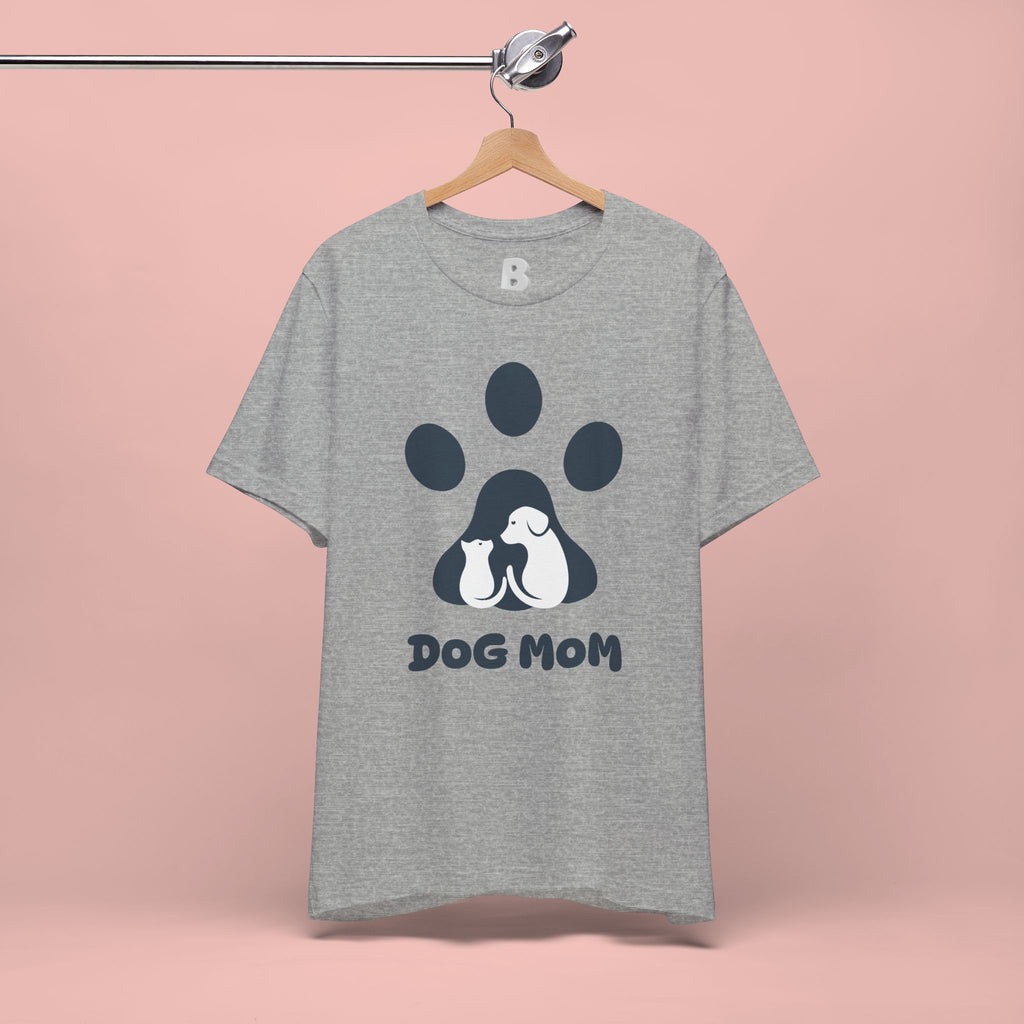 Dog Mom T‑Shirt — Paw Print with Dog & Puppy Graphic