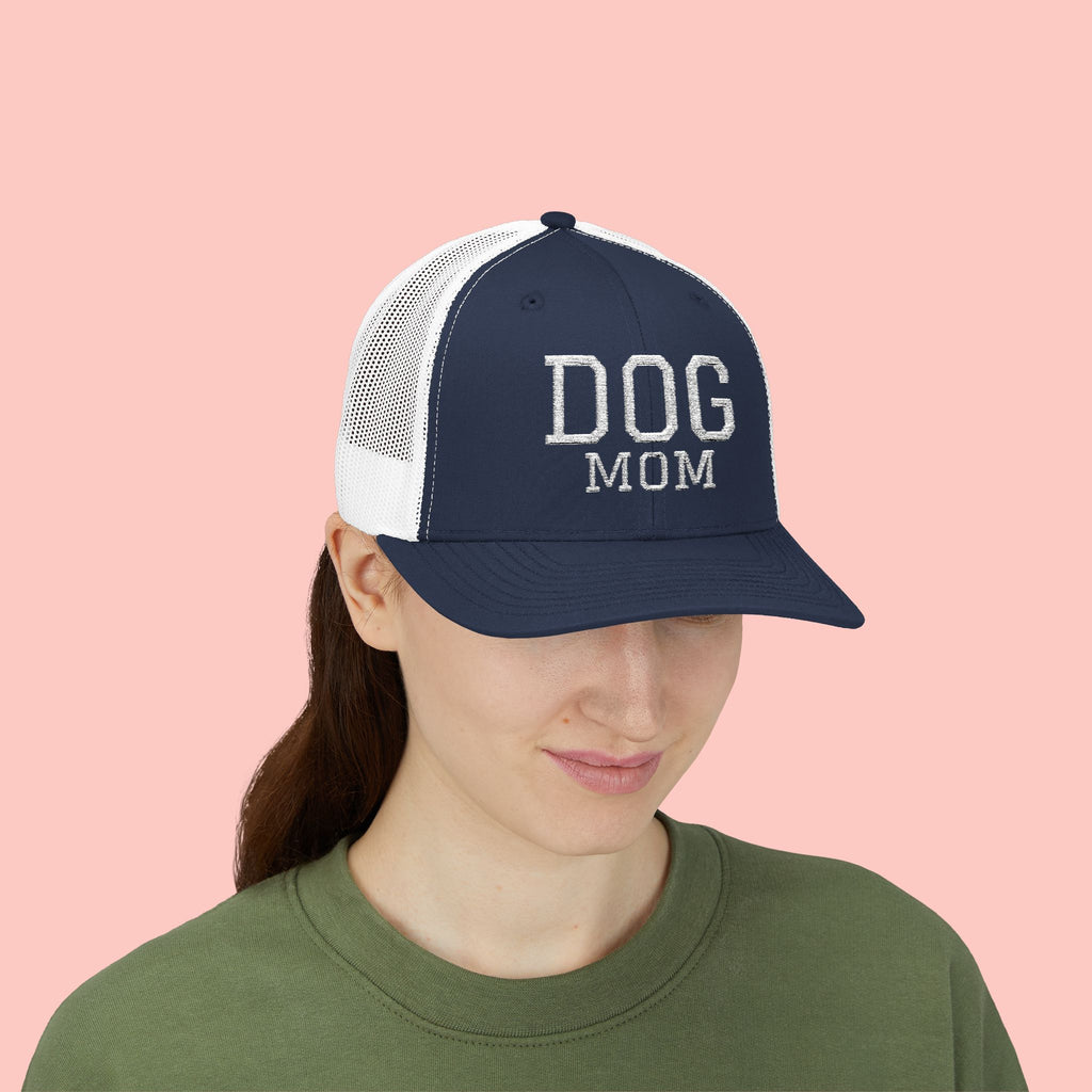 Dog Mom Trucker Cap — Rhinestone Lettering Snapback Hat