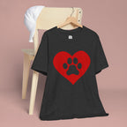 Pet Lover T-Shirt — Red Heart Paw Print Tee