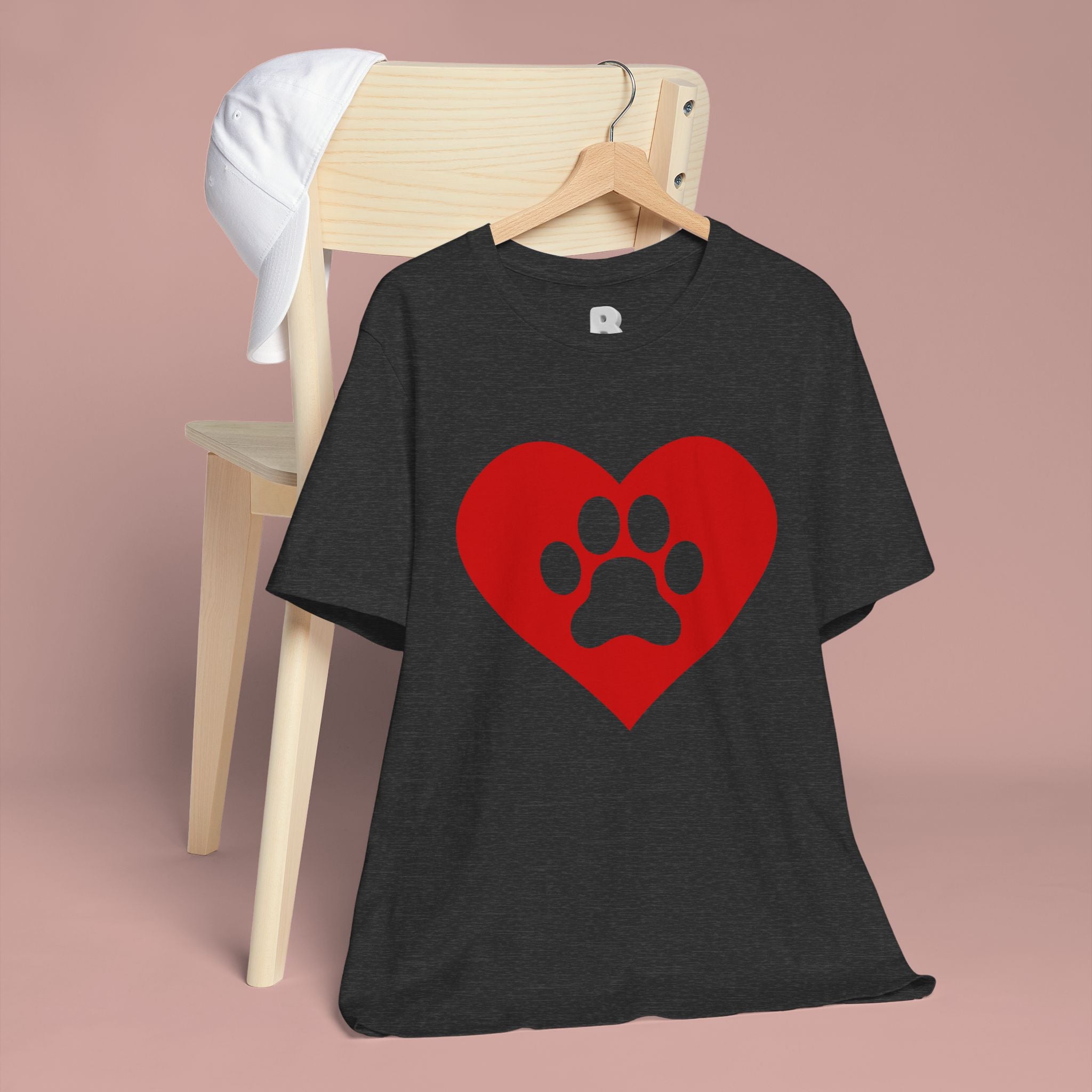 Pet Lover T-Shirt — Red Heart Paw Print Tee