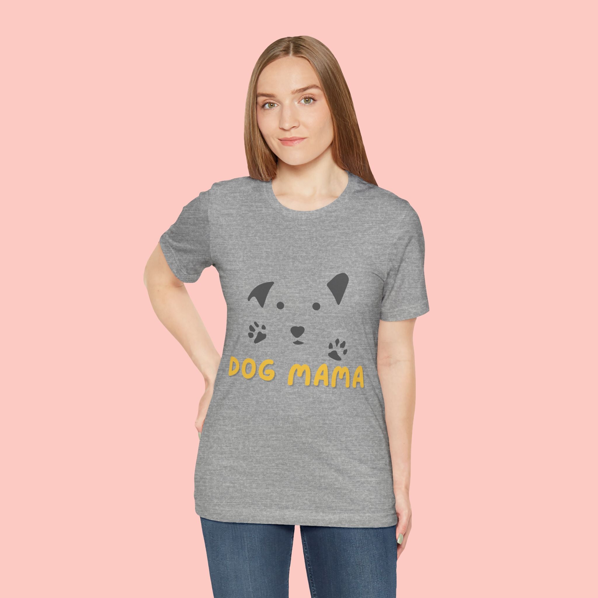 Dog Mama Graphic Tee — Cute Paw Print Dog Face T-Shirt for Dog Lovers