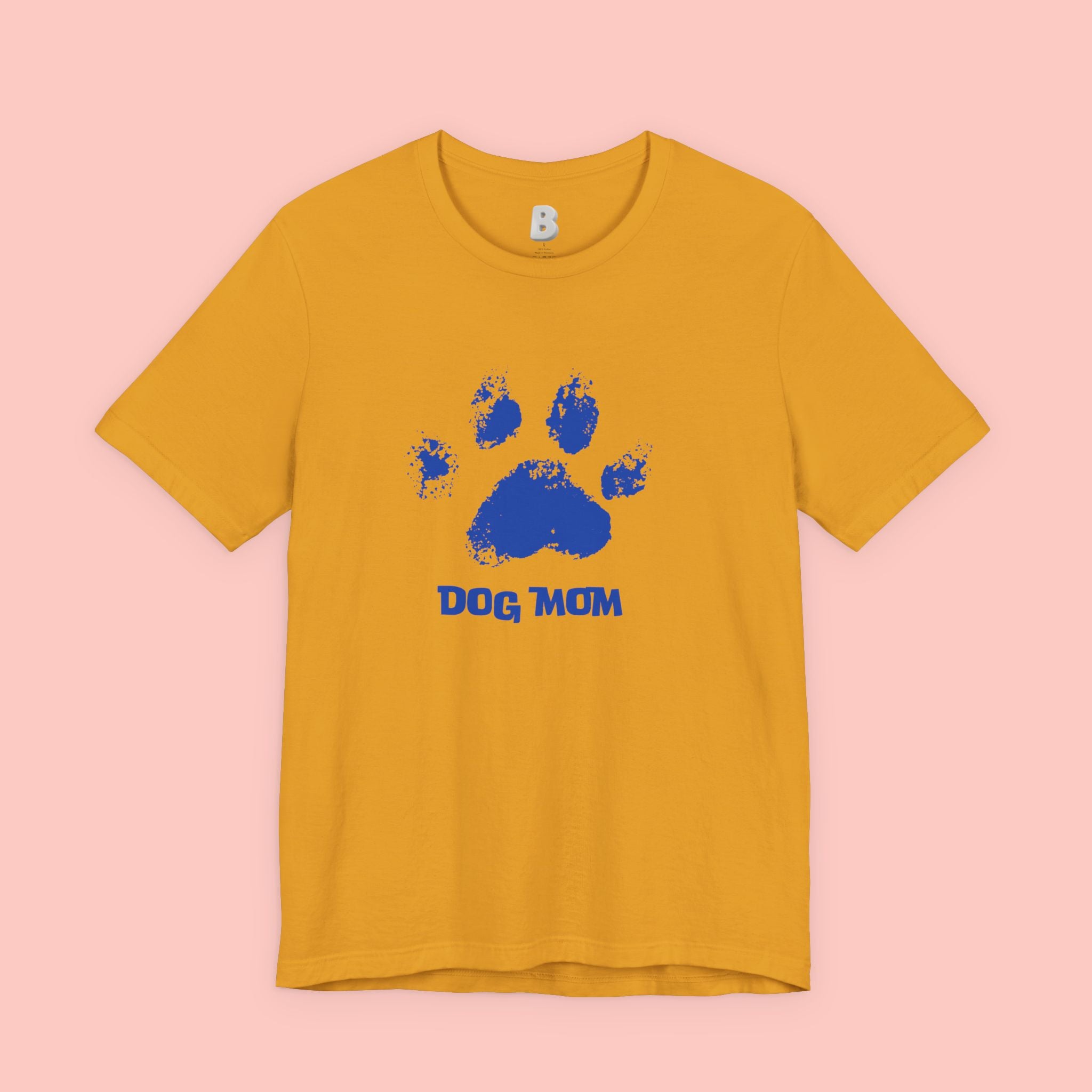 Dog Mom Paw Print T-Shirt — Distressed Blue Design