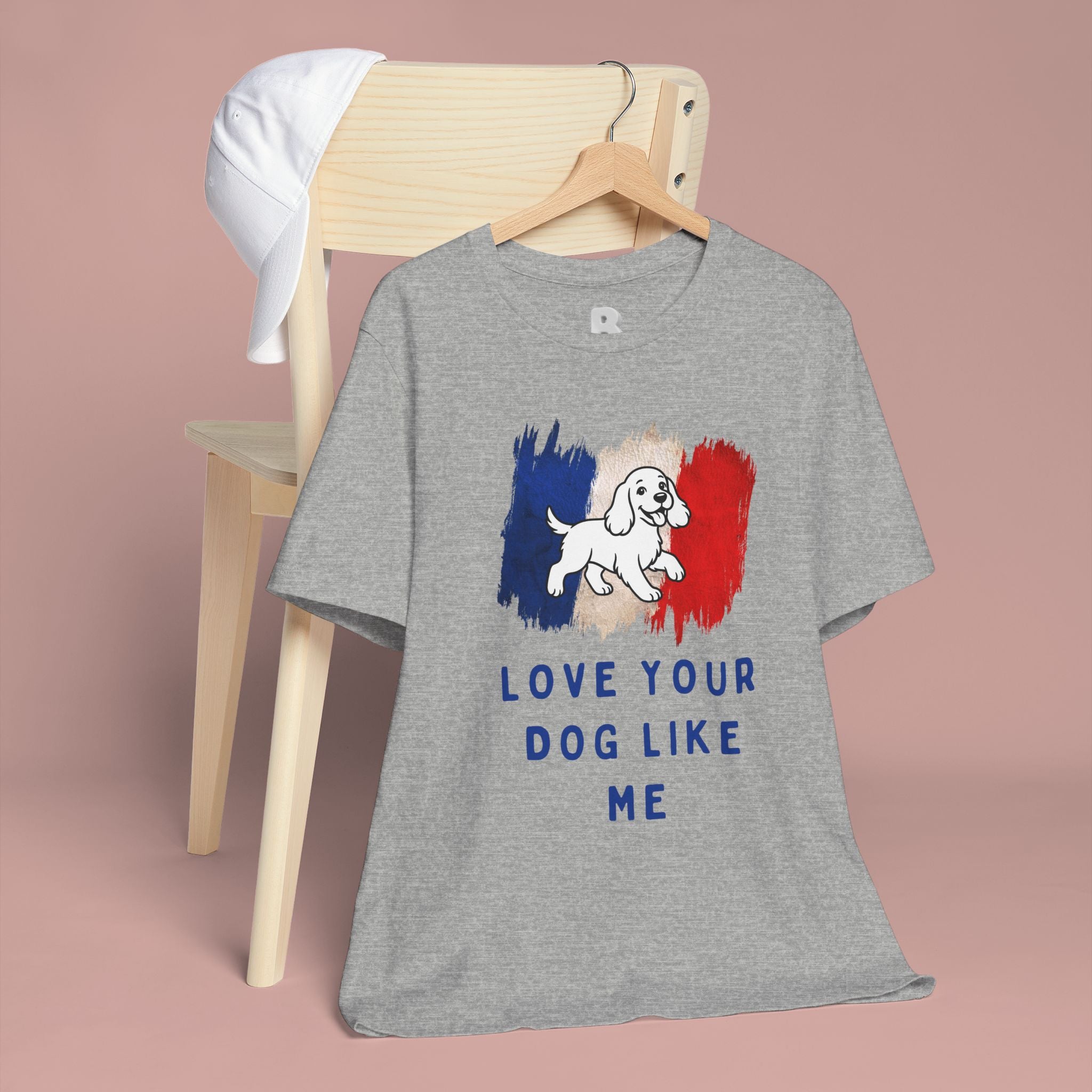 Love Your Dog Like Me T-Shirt — French Flag Heart Puppy Tee
