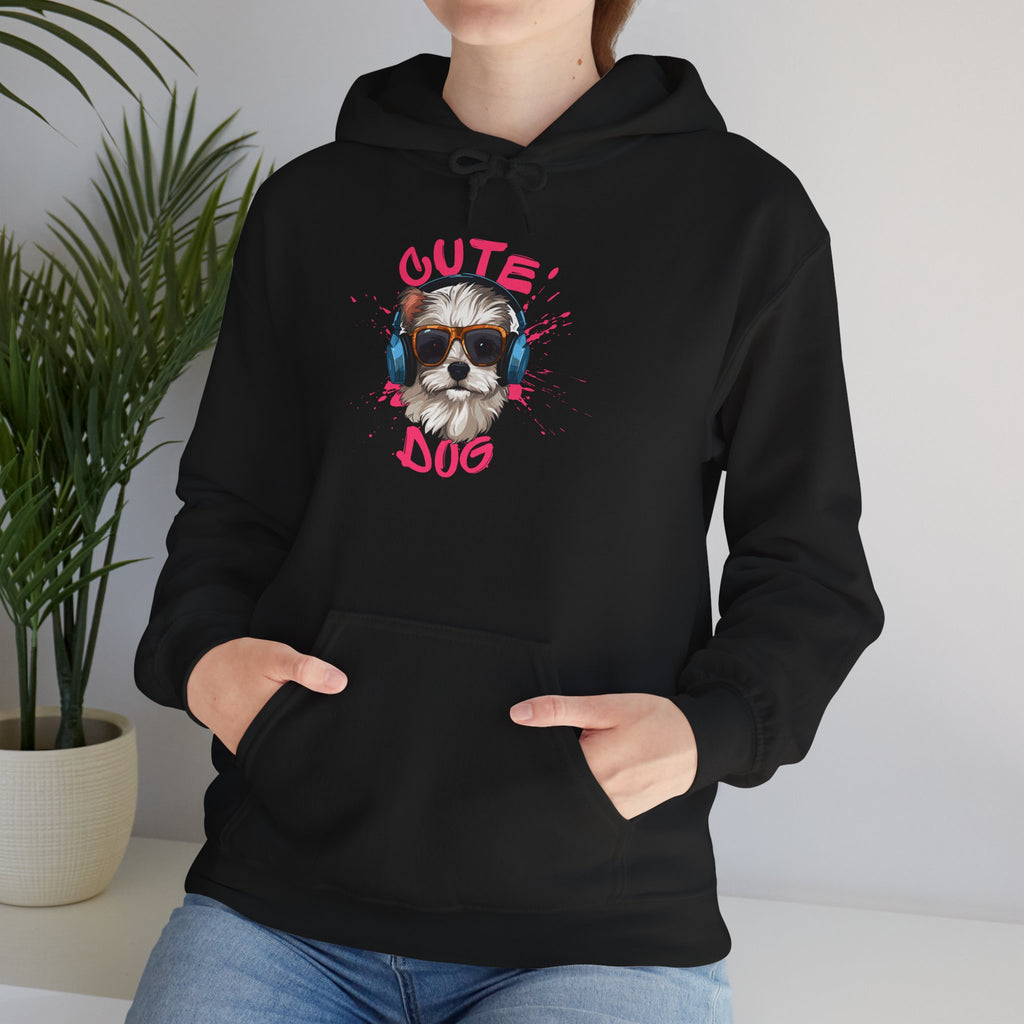 Cute Dog Hoodie with Headphones – 'Cute Dog' Graphic Pet Lover Sweatshirt