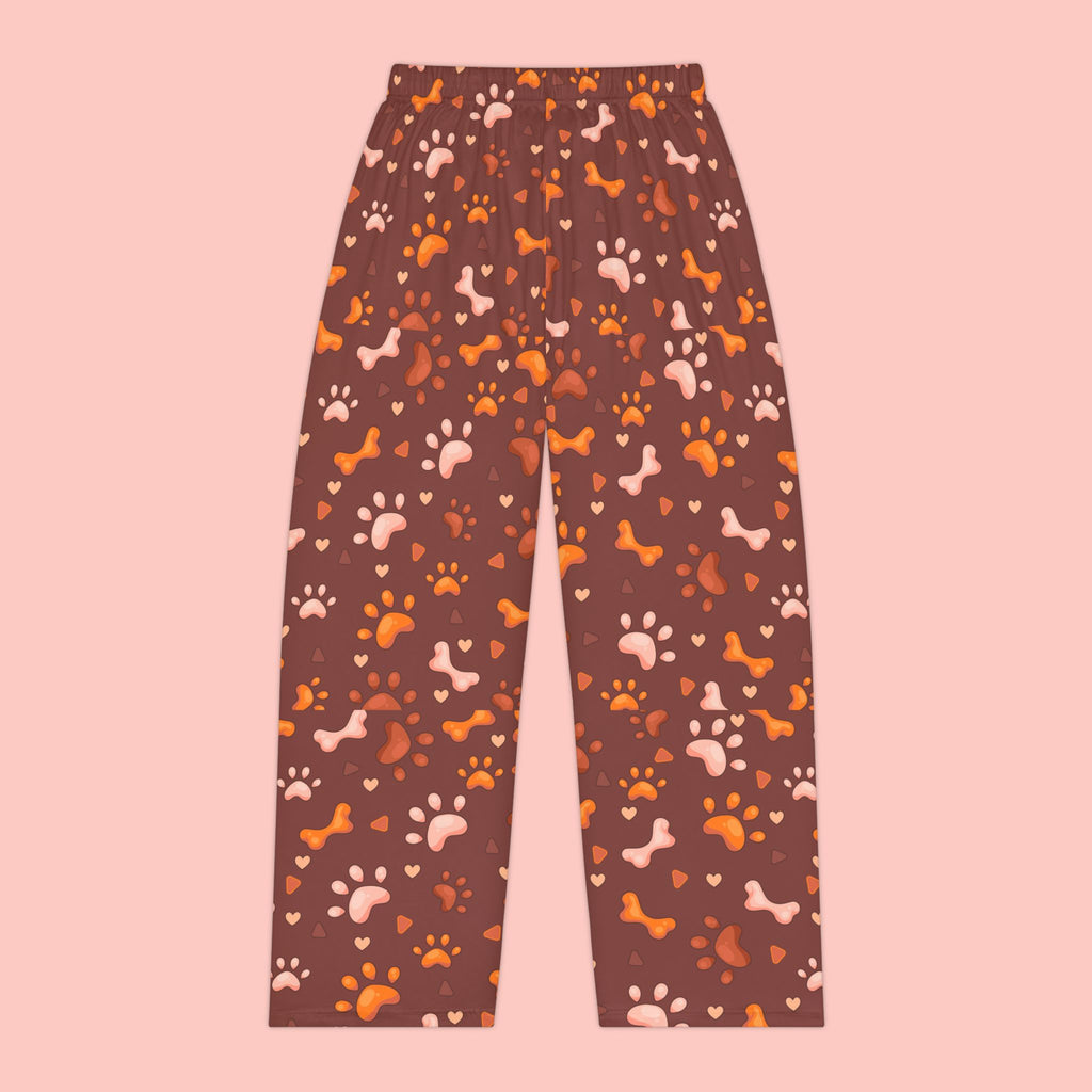 Women’s Pajama Pants — Cozy Brown Paw Print Sleepwear