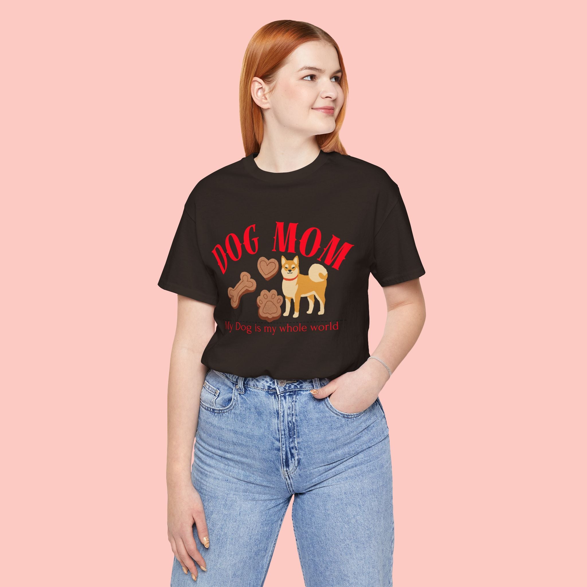 Dog Mom T-Shirt — Cute Shiba & Treats “My Dog Is My Whole World” Tee