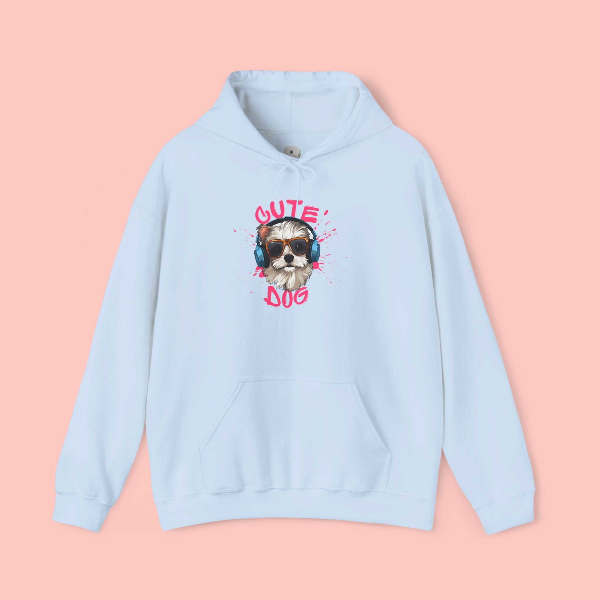 Cute Dog Hoodie with Headphones – 'Cute Dog' Graphic Pet Lover Sweatshirt